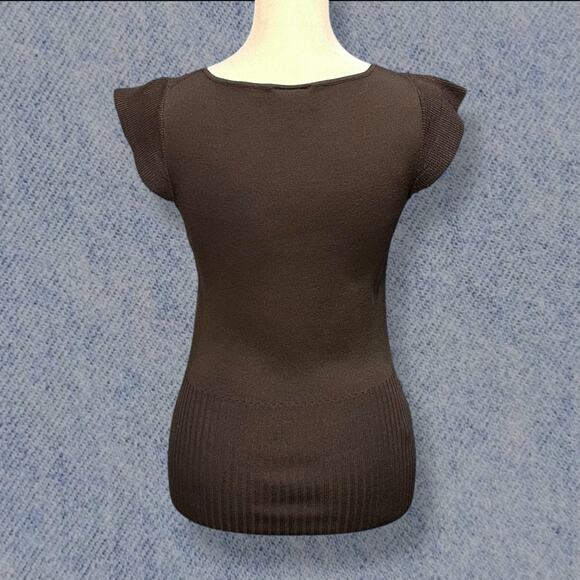 Vintage Ann Taylor LOFT Women’s Black Ribbed Knit Flutter Sleeve Top - Size XS - Picture 4 of 5